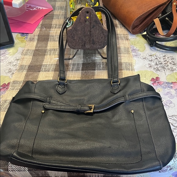a.n.a Black Shoulder Bag with Gold Accents - Picture 1 of 8